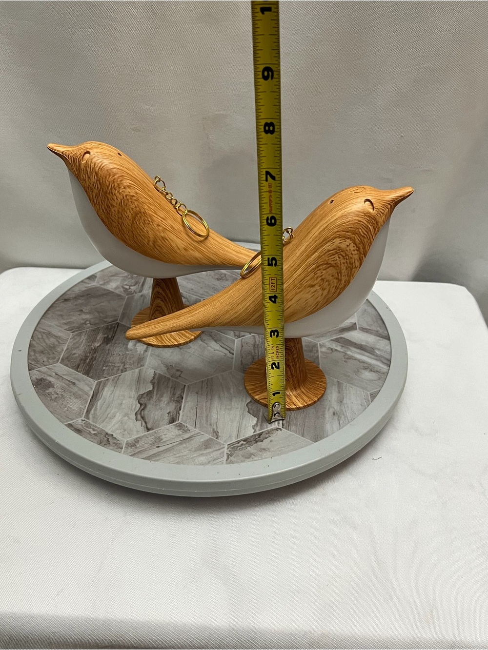 Set of 2 Bird Shaped LED Night Lights Wood Grain USB Rechargeable Table Lamps - Picture 10 of 13
